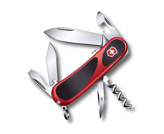 Нож перочинный VICTORINOX Evolution S101, 85 мм, 13 функций, с фиксатором лезвия, красный с чёрным