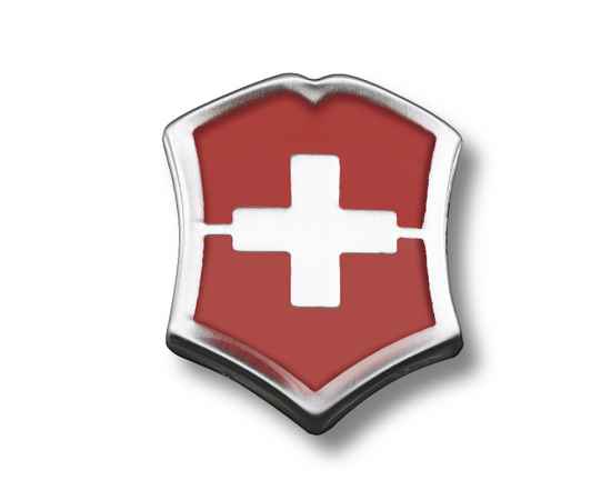 Значок VICTORINOX в форме креста на щите, металлический, красно-серебристый