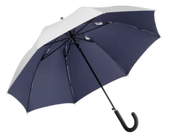 Зонт-трость Double silver, 100106, Цвет: серебристый,темно-синий
