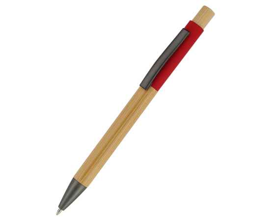 Ручка &quot;Авалон&quot; с корпусом из бамбука и софт-тач вставкой, красный, Цвет: красный